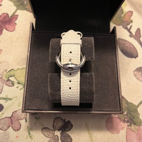 Vintage GUCCI Horsebit Diamond White Dial/Leather Women's Watch - Picture 4 of 5